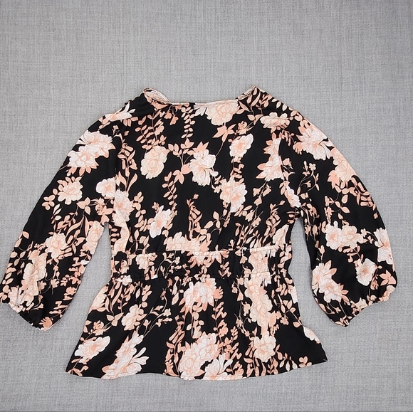 New York & Company Floral Print V Neck Blouse - Picture 9 of 9